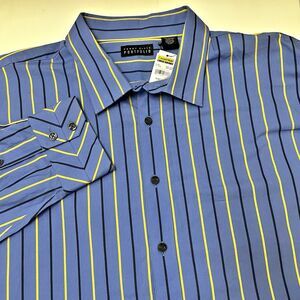 Perry Ellis Portfolio Blue Striped Dress Shirt Long Sleeves Size 3XT. NWT